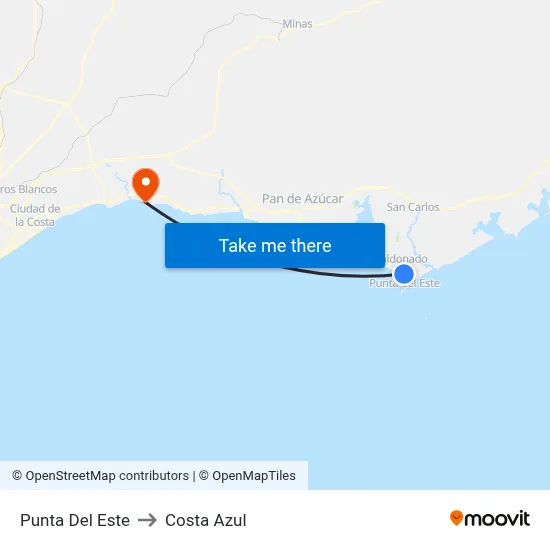 Punta Del Este to Costa Azul map