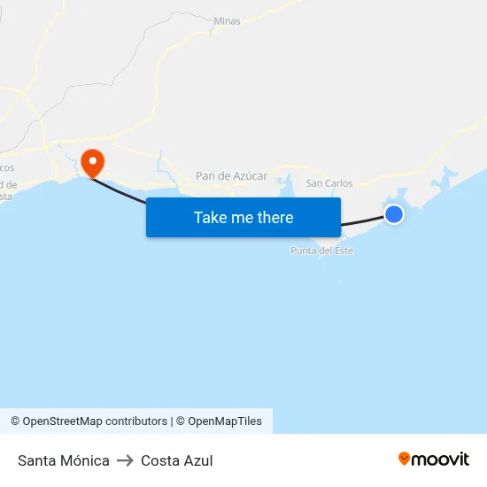 Santa Mónica to Costa Azul map