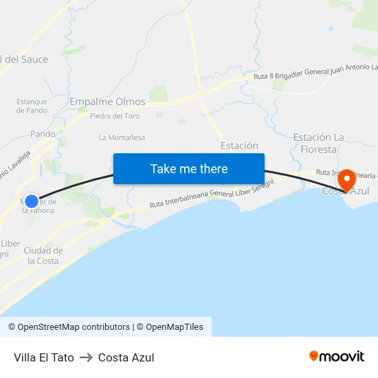 Villa El Tato to Costa Azul map