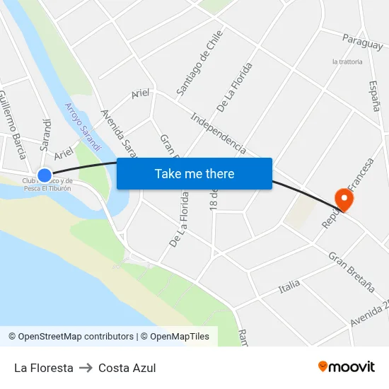 La Floresta to Costa Azul map