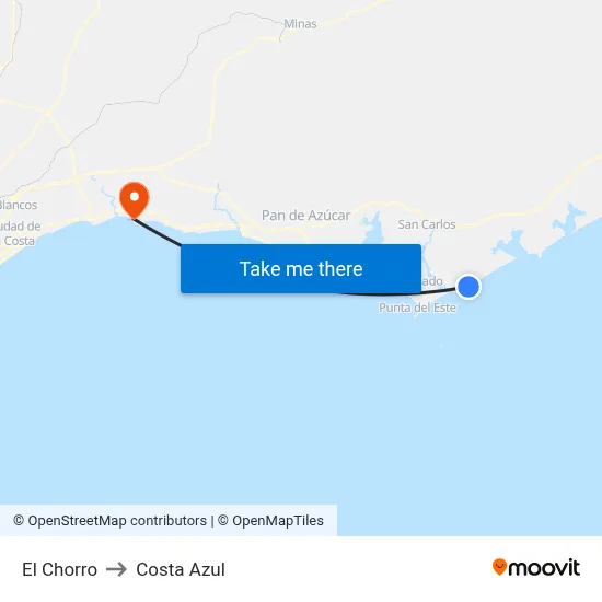 El Chorro to Costa Azul map