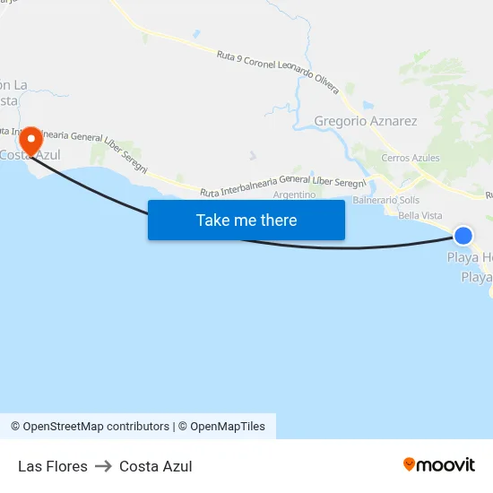 Las Flores to Costa Azul map