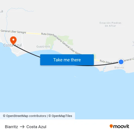 Biarritz to Costa Azul map