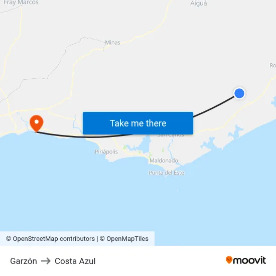 Garzón to Costa Azul map