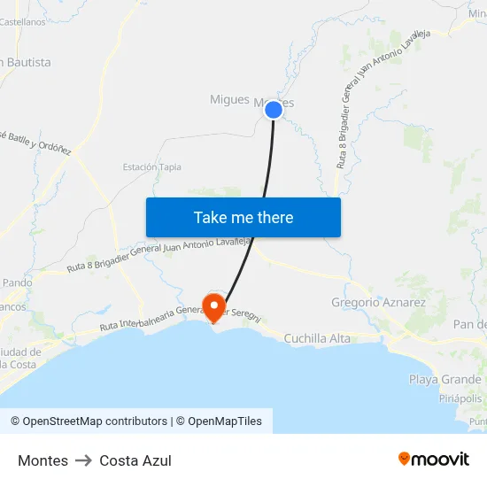 Montes to Costa Azul map