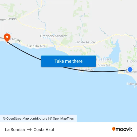 La Sonrisa to Costa Azul map