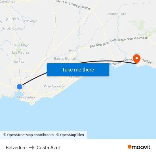 Belvedere to Costa Azul map
