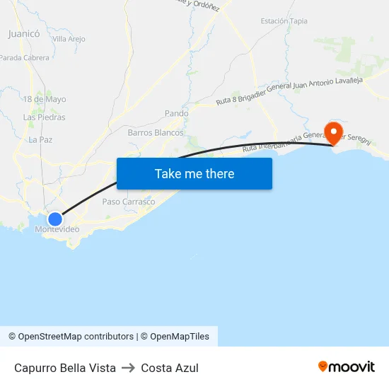 Capurro Bella Vista to Costa Azul map