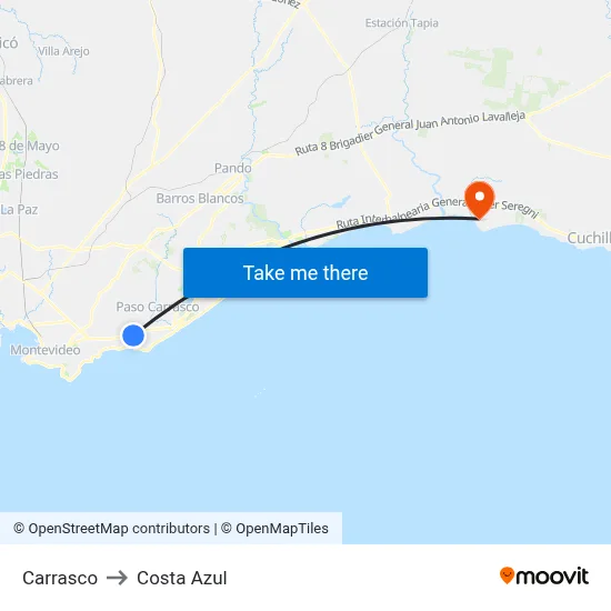 Carrasco to Costa Azul map