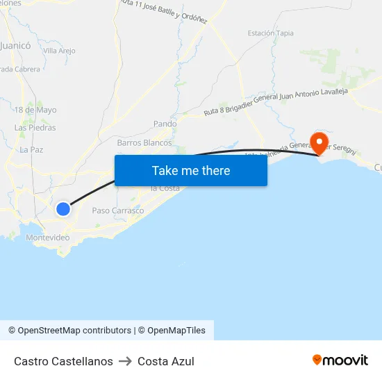 Castro Castellanos to Costa Azul map