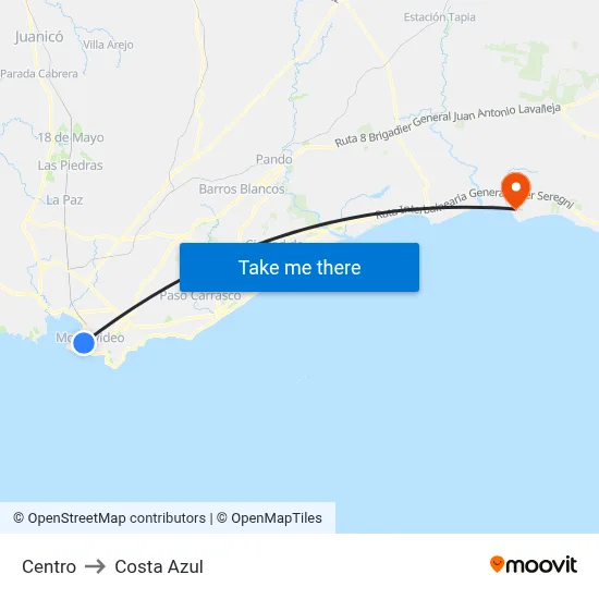 Centro to Costa Azul map