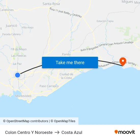 Colon Centro Y Noroeste to Costa Azul map
