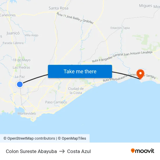 Colon Sureste Abayuba to Costa Azul map