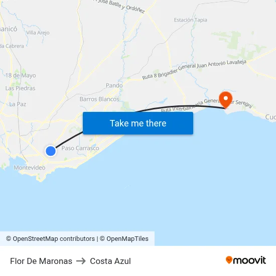 Flor De Maronas to Costa Azul map