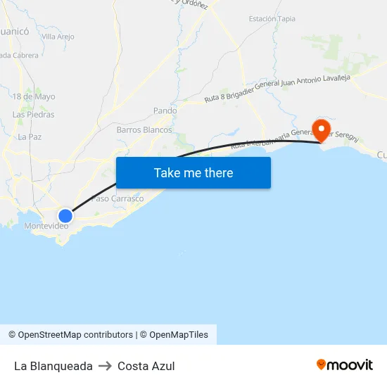 La Blanqueada to Costa Azul map