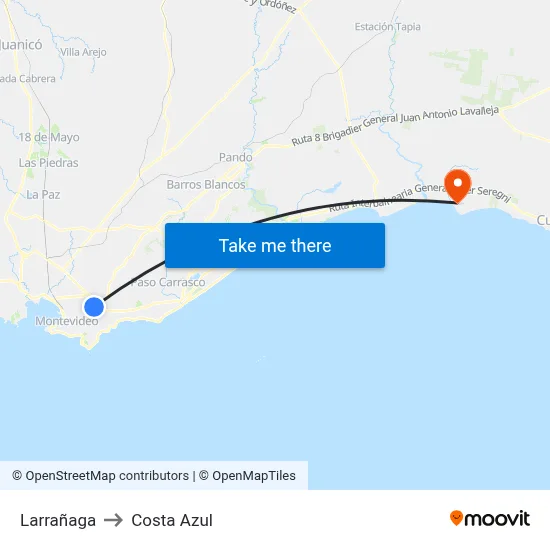 Larrañaga to Costa Azul map