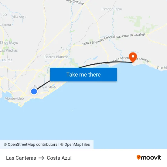 Las Canteras to Costa Azul map
