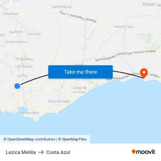 Lezica Melilla to Costa Azul map