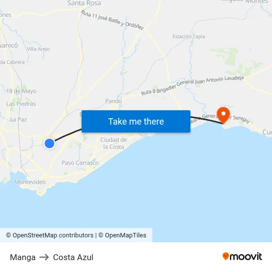 Manga to Costa Azul map