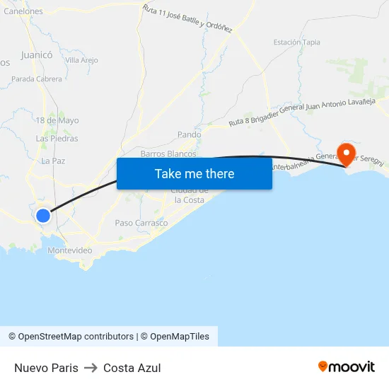 Nuevo Paris to Costa Azul map