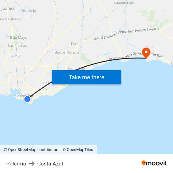 Palermo to Costa Azul map