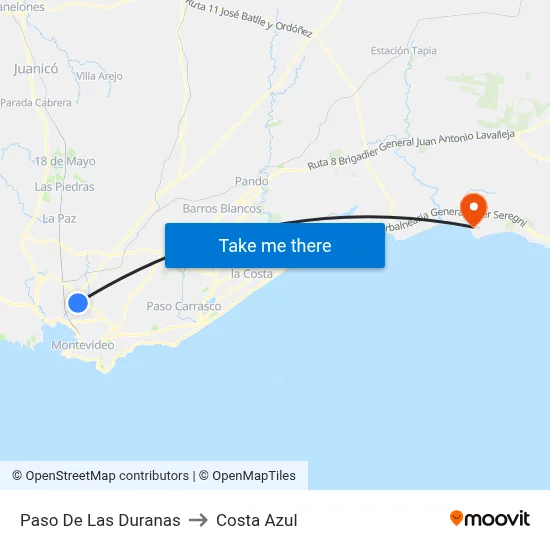 Paso De Las Duranas to Costa Azul map