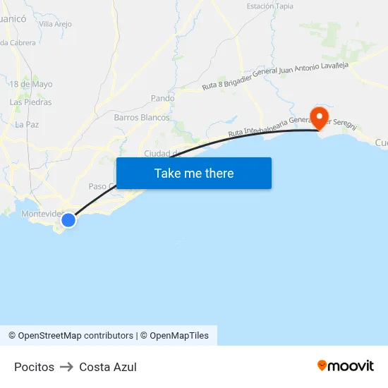 Pocitos to Costa Azul map