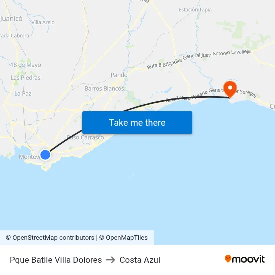 Pque Batlle Villa Dolores to Costa Azul map