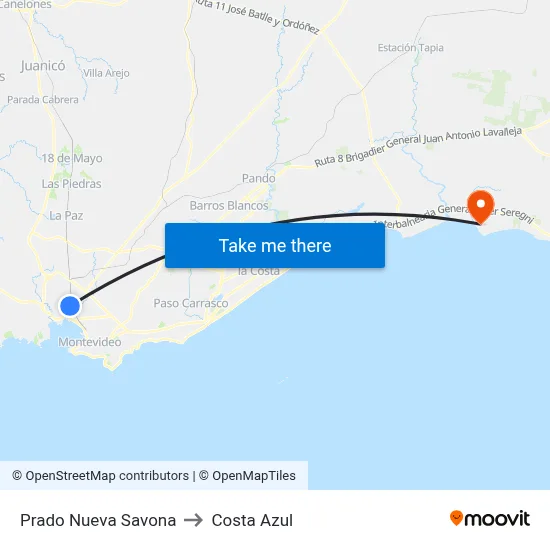 Prado Nueva Savona to Costa Azul map