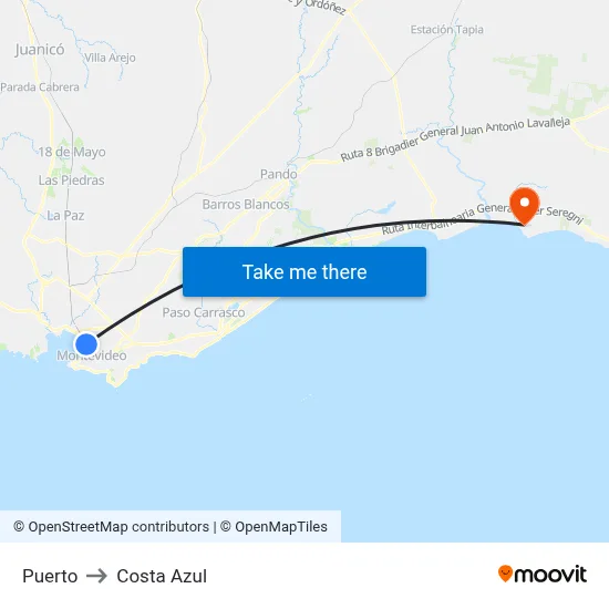 Puerto to Costa Azul map
