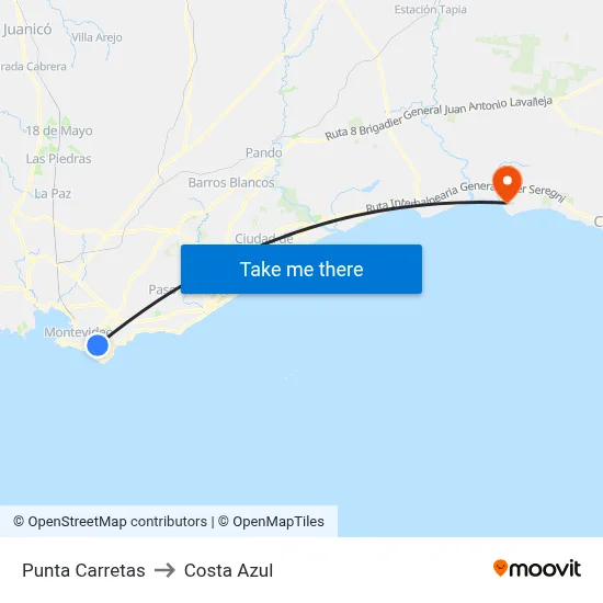 Punta Carretas to Costa Azul map