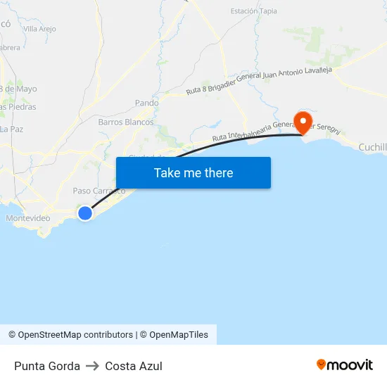 Punta Gorda to Costa Azul map