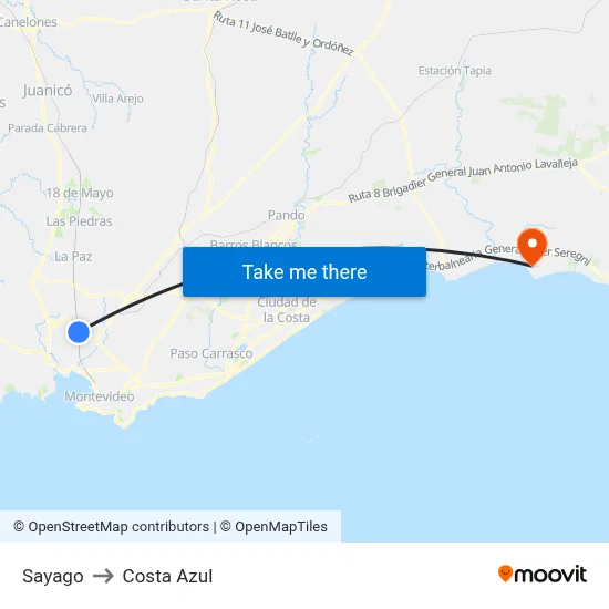 Sayago to Costa Azul map
