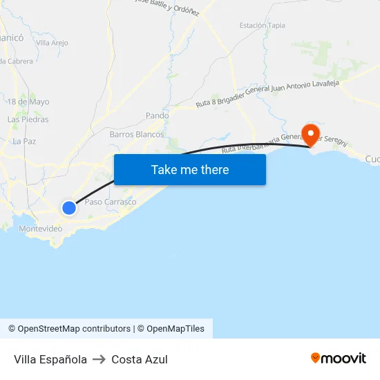 Villa Española to Costa Azul map