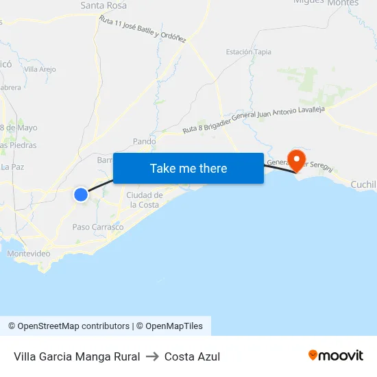 Villa Garcia Manga Rural to Costa Azul map