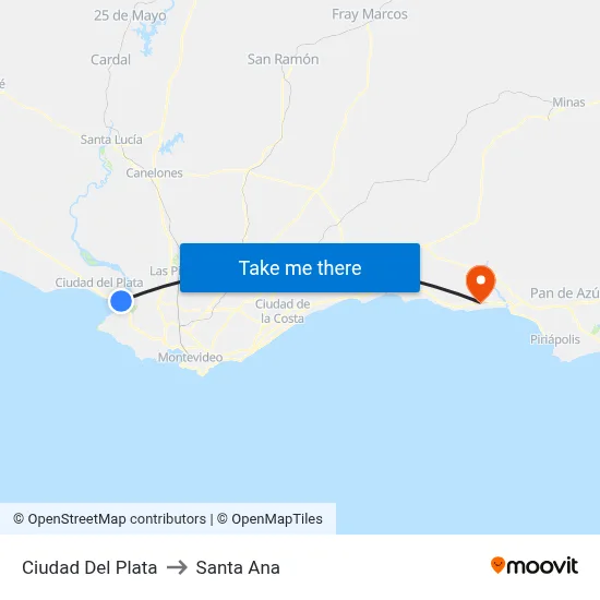 Ciudad Del Plata to Santa Ana map