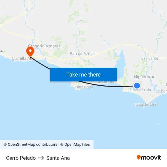 Cerro Pelado to Santa Ana map