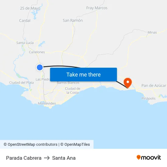 Parada Cabrera to Santa Ana map