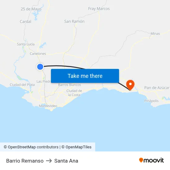 Barrio Remanso to Santa Ana map