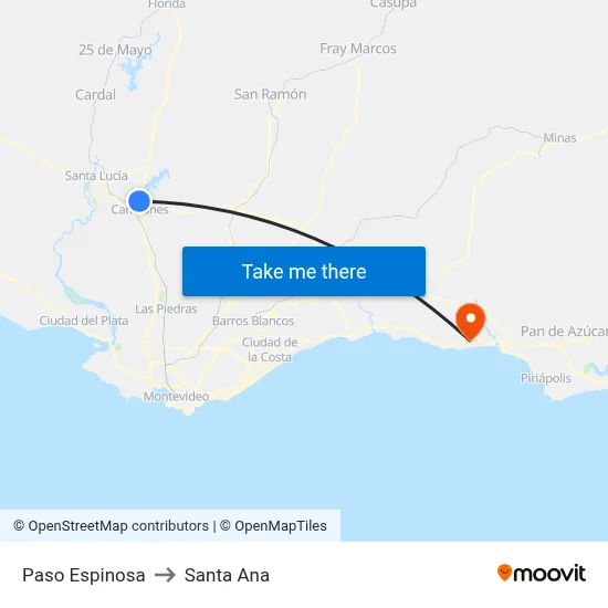 Paso Espinosa to Santa Ana map