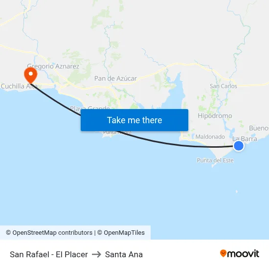 San Rafael - El Placer to Santa Ana map