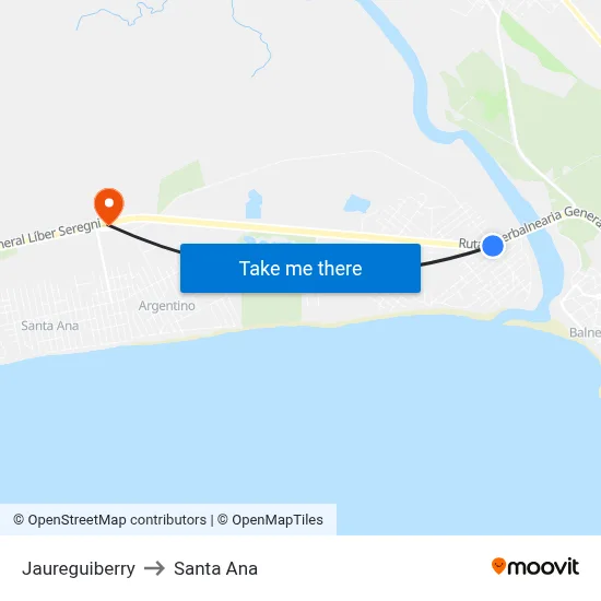 Jaureguiberry to Santa Ana map