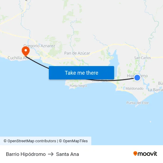 Barrio Hipódromo to Santa Ana map
