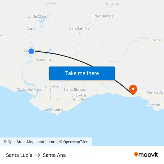 Santa Lucía to Santa Ana map