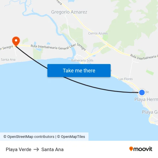 Playa Verde to Santa Ana map