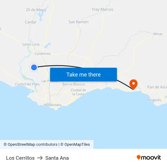 Los Cerrillos to Santa Ana map