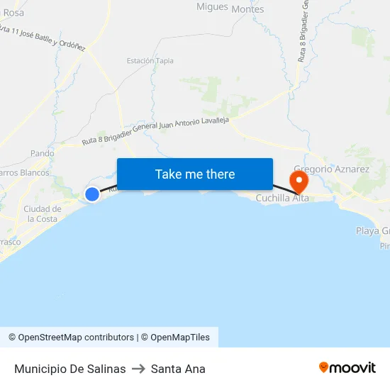 Municipio De Salinas to Santa Ana map