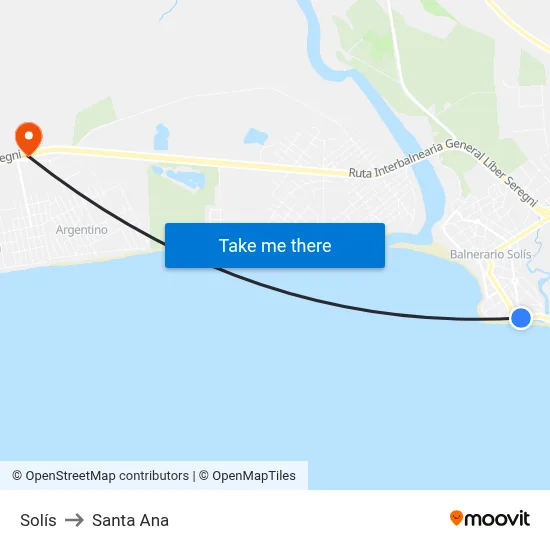 Solís to Santa Ana map