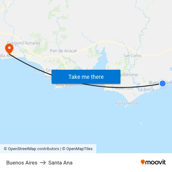 Buenos Aires to Santa Ana map