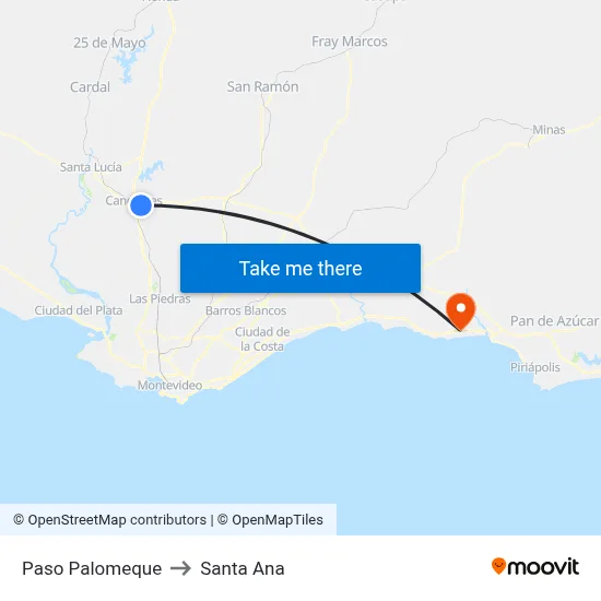 Paso Palomeque to Santa Ana map